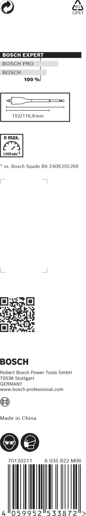 Broca fresadora plana EXPERT Self Cut Speed de 13 x 152 mm