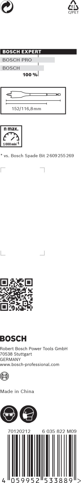 Broca fresadora plana EXPERT Self Cut Speed de 14 x 152 mm