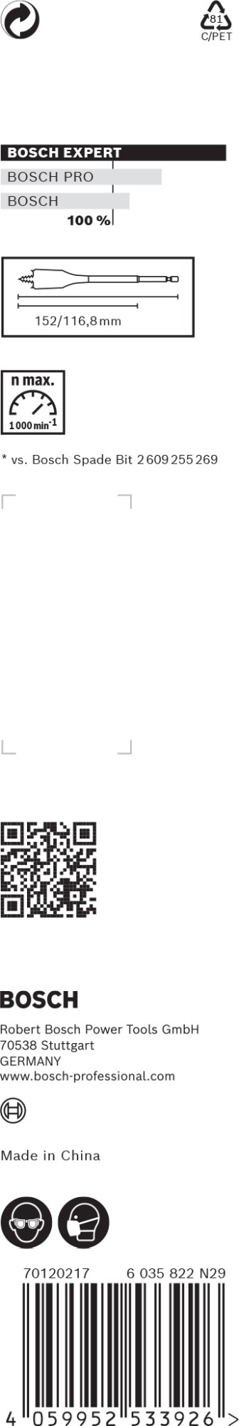 Broca fresadora plana EXPERT Self Cut Speed de 19 x 152 mm