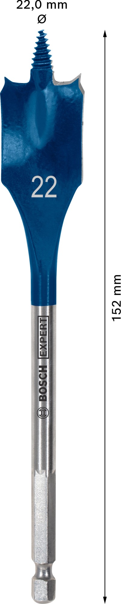 Broca fresadora plana EXPERT Self Cut Speed de 22 x 152 mm