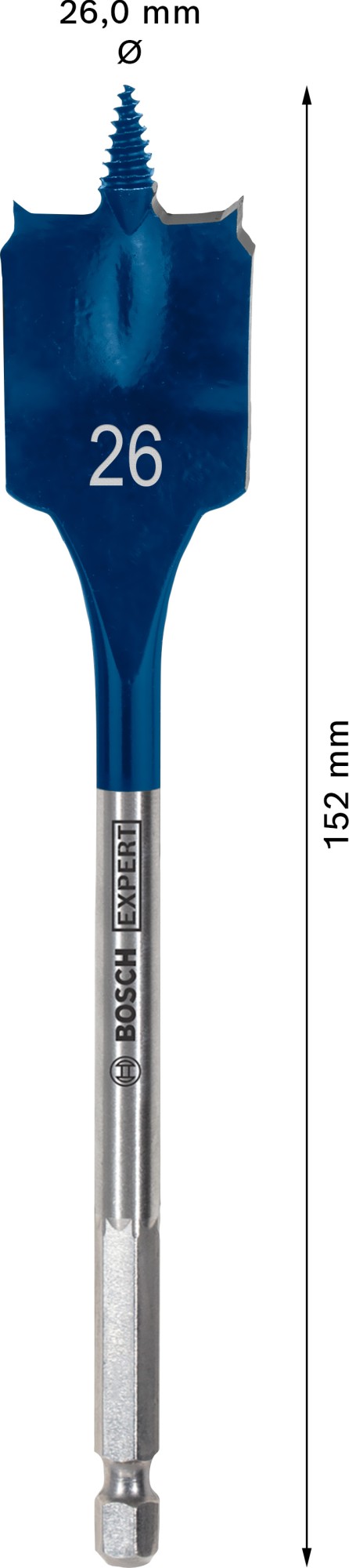 Broca fresadora plana EXPERT Self Cut Speed de 26 x 152 mm