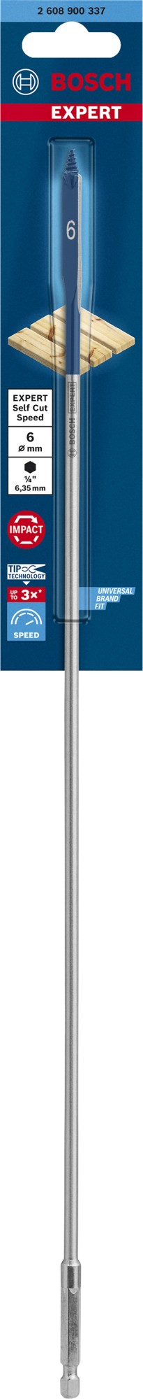 Broca fresadora plana EXPERT Self Cut Speed de 6 x 400 mm