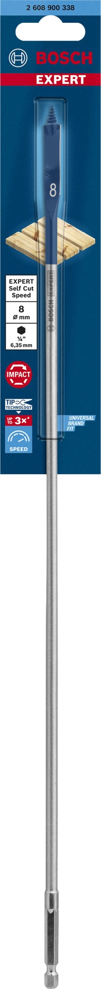 Broca fresadora plana EXPERT Self Cut Speed de 8 x 400 mm