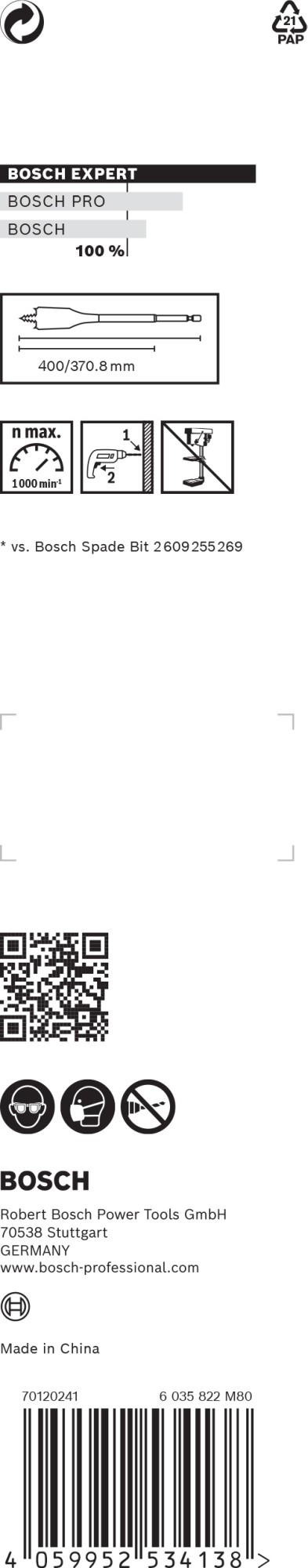 Broca fresadora plana EXPERT Self Cut Speed de 10 x 400 mm