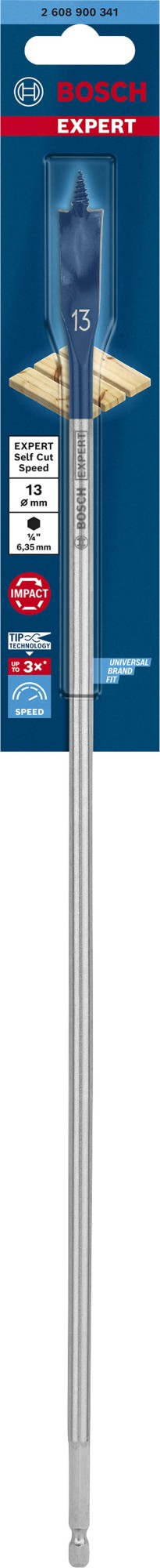 Broca fresadora plana EXPERT Self Cut Speed de 13 x 400 mm