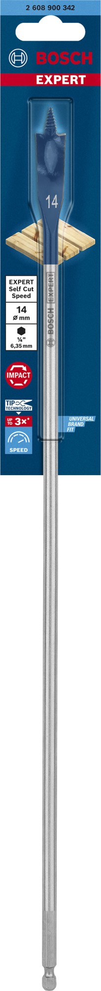 Broca fresadora plana EXPERT Self Cut Speed de 14 x 400 mm