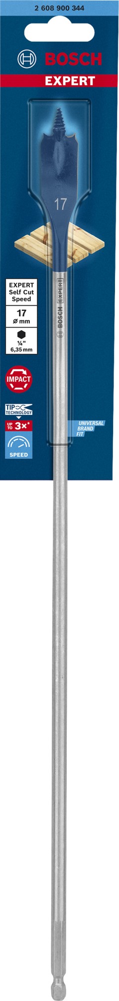 Broca fresadora plana EXPERT Self Cut Speed de 17 x 400 mm