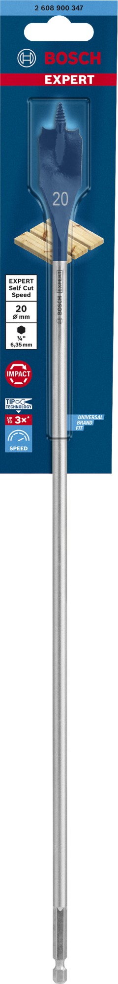 Broca fresadora plana EXPERT Self Cut Speed de 20 x 400 mm