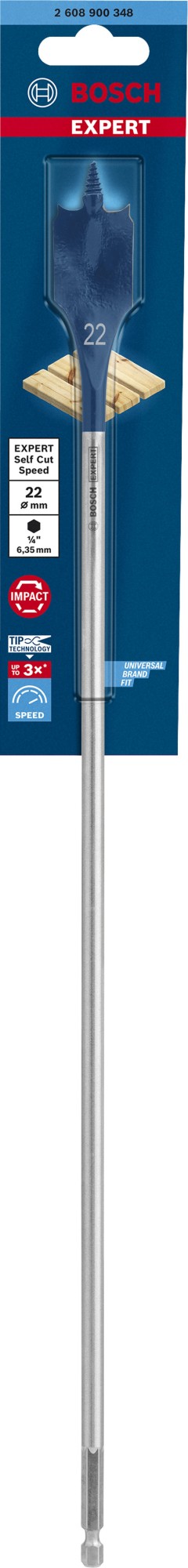 Broca fresadora plana EXPERT Self Cut Speed de 22 x 400 mm