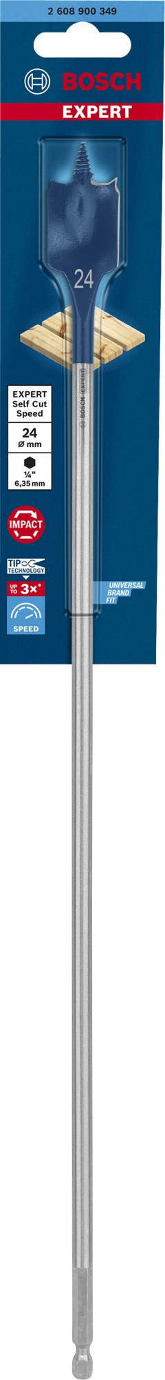 Broca fresadora plana EXPERT Self Cut Speed de 24 x 400 mm