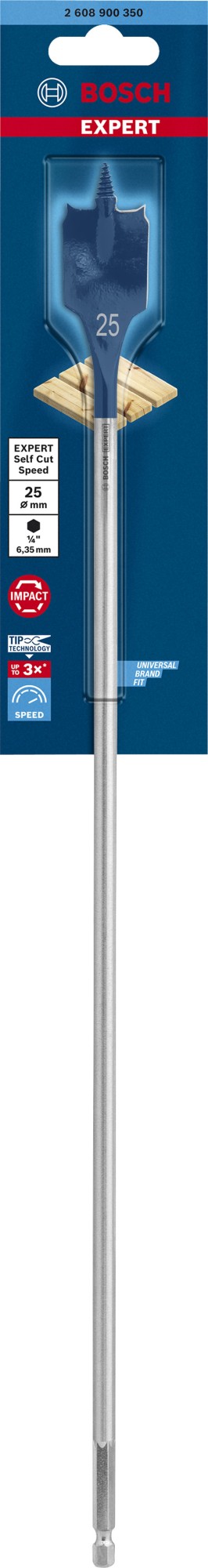 Broca fresadora plana EXPERT Self Cut Speed de 25 x 400 mm