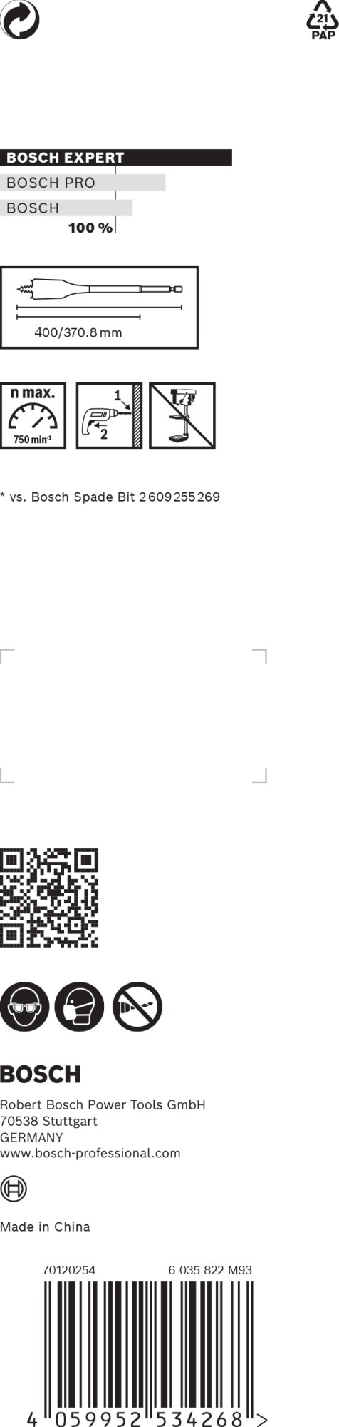 Broca fresadora plana EXPERT Self Cut Speed de 28 x 400 mm