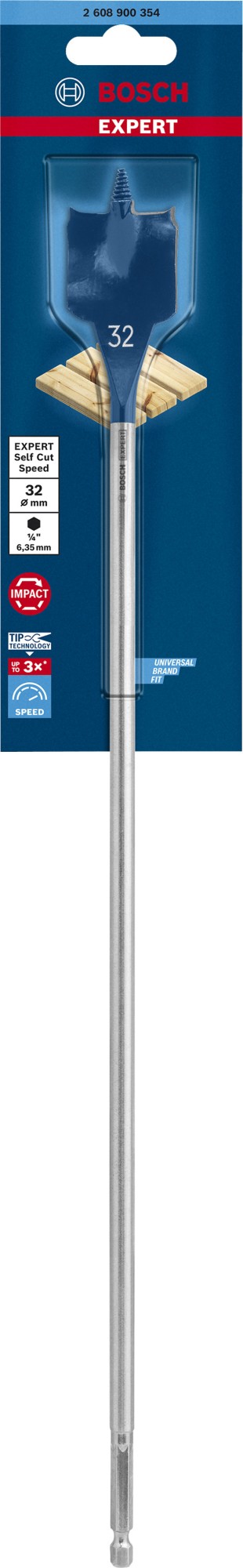 Broca fresadora plana EXPERT Self Cut Speed de 32 x 400 mm