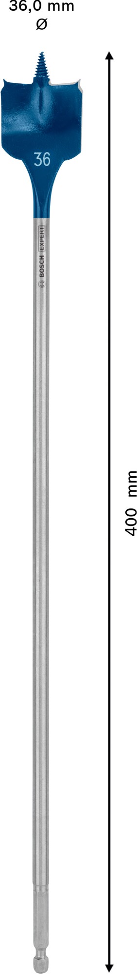Broca fresadora plana EXPERT Self Cut Speed de 36 x 400 mm