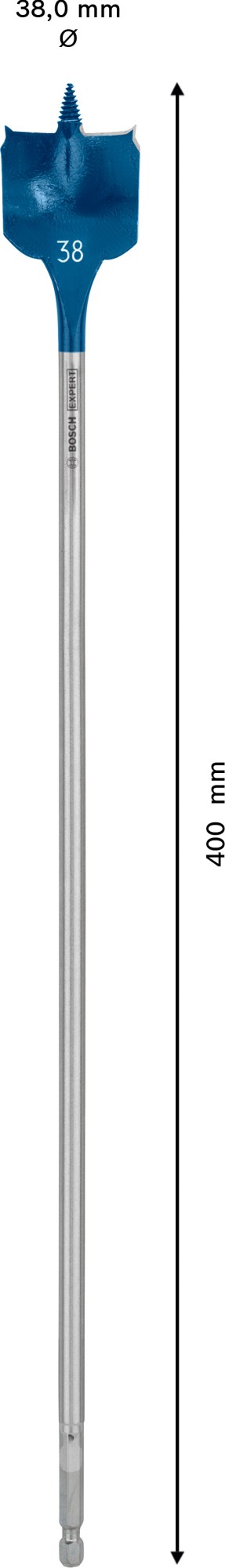 Broca fresadora plana EXPERT Self Cut Speed de 38 x 400 mm