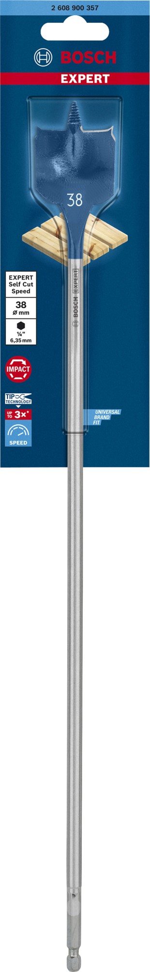 Broca fresadora plana EXPERT Self Cut Speed de 38 x 400 mm