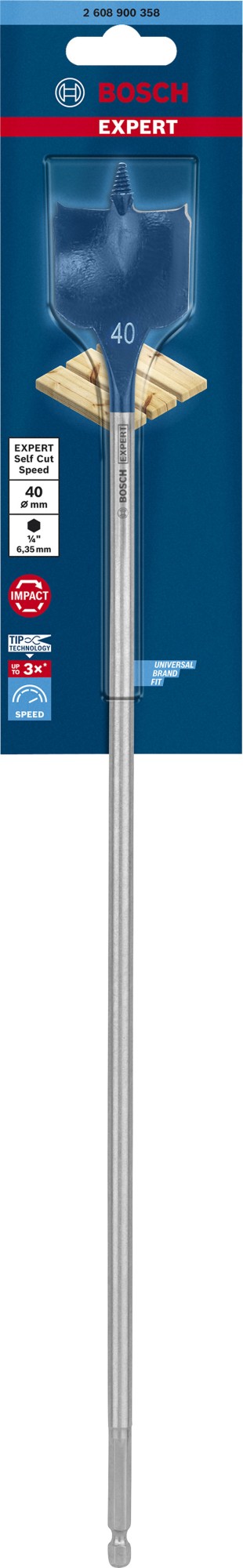 Broca fresadora plana EXPERT Self Cut Speed de 40 x 400 mm