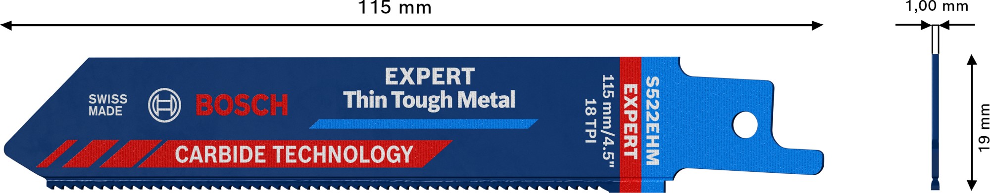 Hoja de sierra sable EXPERT 'Thin Tough Metal' S 522 EHM, 1 unidad