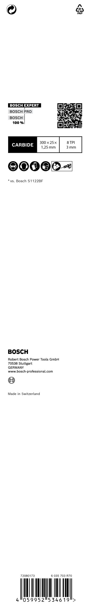 Hoja de sierra sable EXPERT 'Thick Tough Metal' S 1255 CHC, 1 unidad