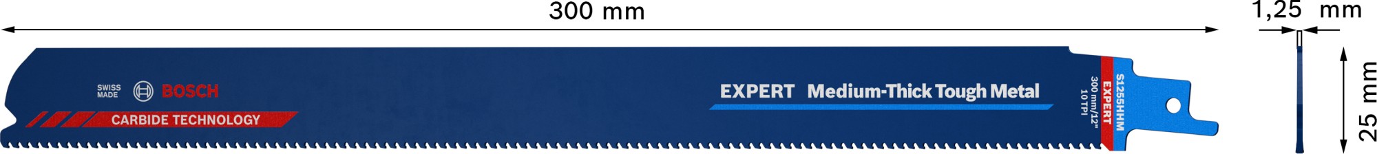 Hoja de sierra sable EXPERT ‘Medium-Thick Tough Metal’ S 1255 HHM, 1 unidad