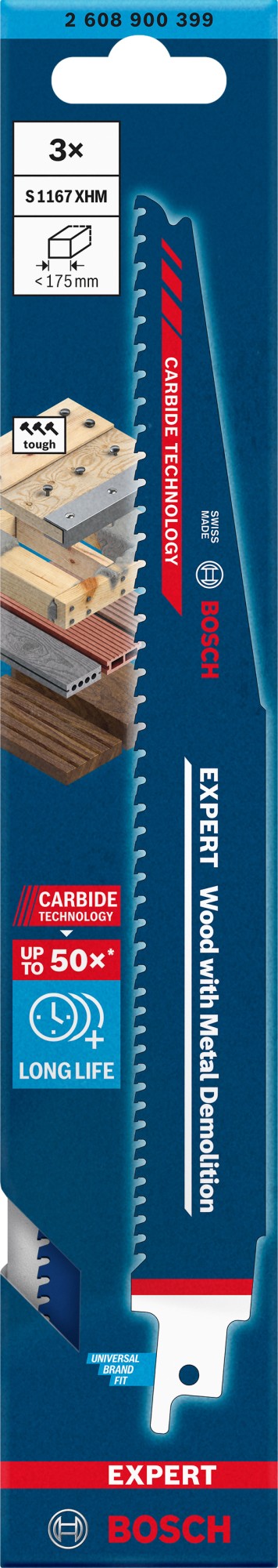 Hoja de sierra sable EXPERT Wood with Metal Demolition S1167XHM, 3 uds.