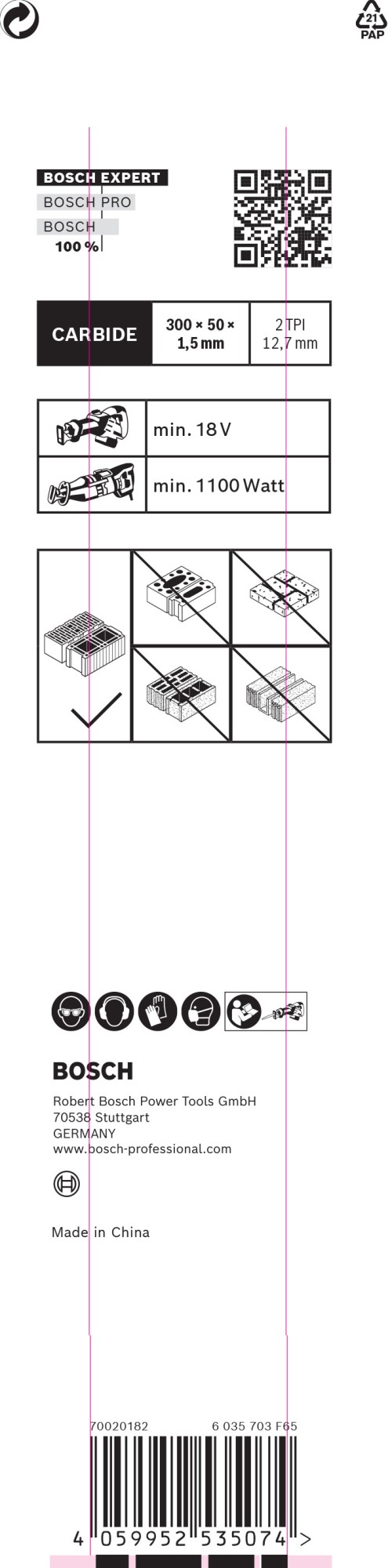 Hoja de sierra sable EXPERT 'Hollow Brick' S 1243 HM, 1 unidad