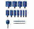 Set de sierras de corona EXPERT Multi Material de 20/22/25/32/35/40/44/51/60/64/76 mm, 14 uds.