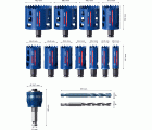 Set de sierras de corona EXPERT Multi Material de 20/22/25/32/35/40/44/51/60/68/76 mm, 14 uds.