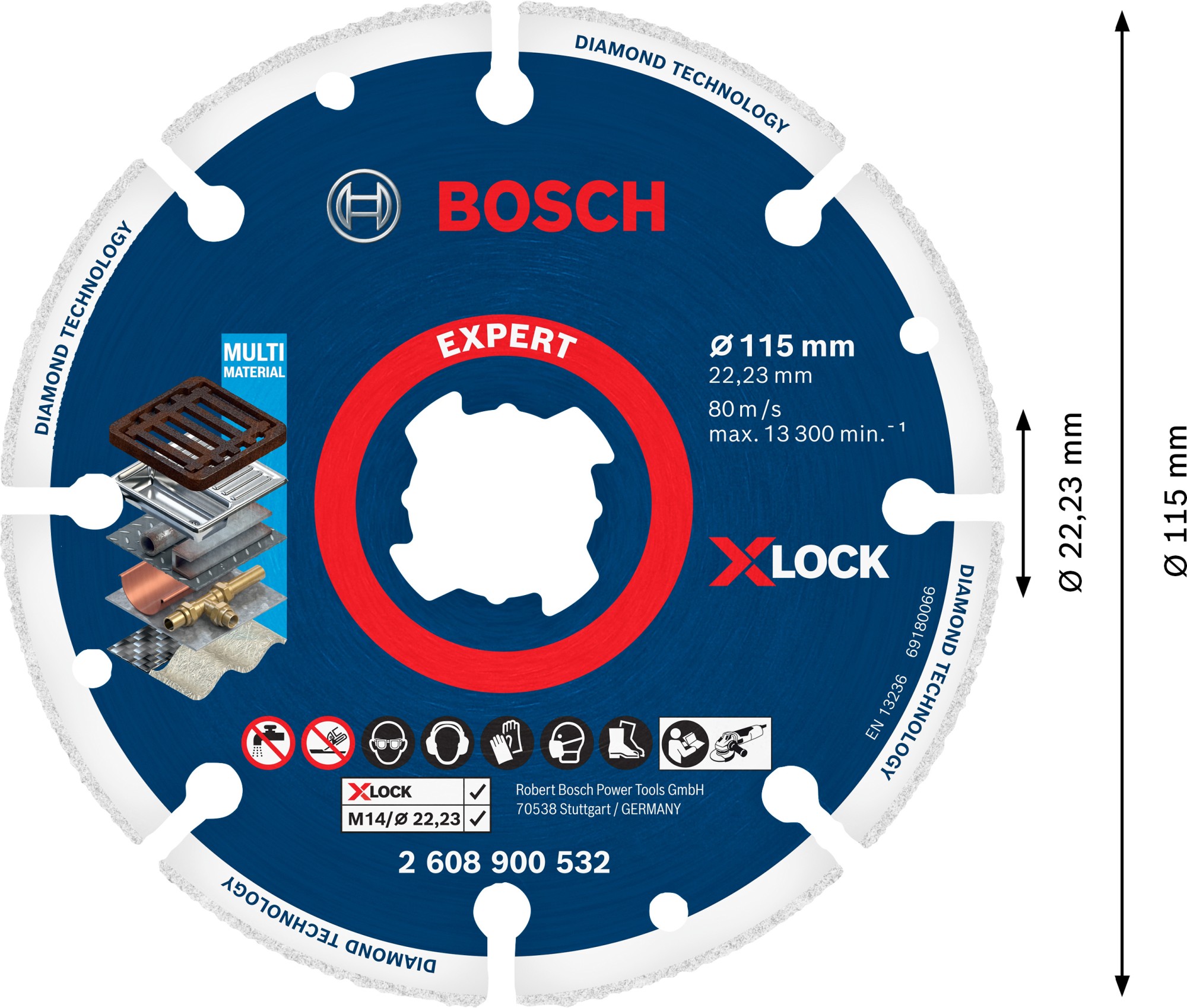 Disco de corte EXPERT Diamond Metal Wheel X-LOCK de 115 x 22,23 mm