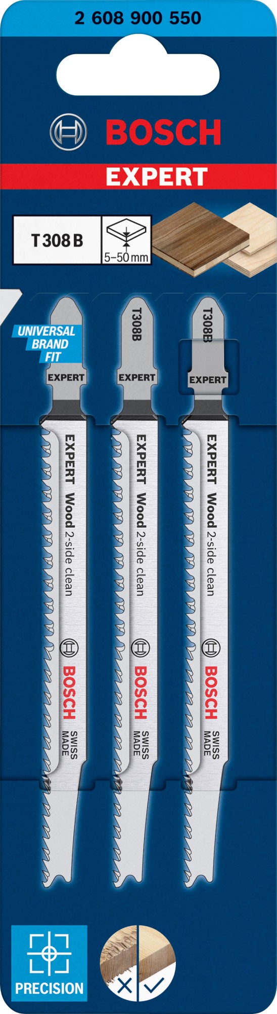 Hoja de sierra de calar EXPERT 'Wood 2-side clean' T 308 B, 3 unidades