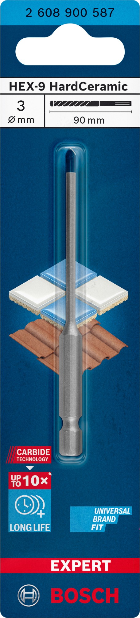 Broca EXPERT HEX-9 Hard Ceramic, 3 x 90 mm