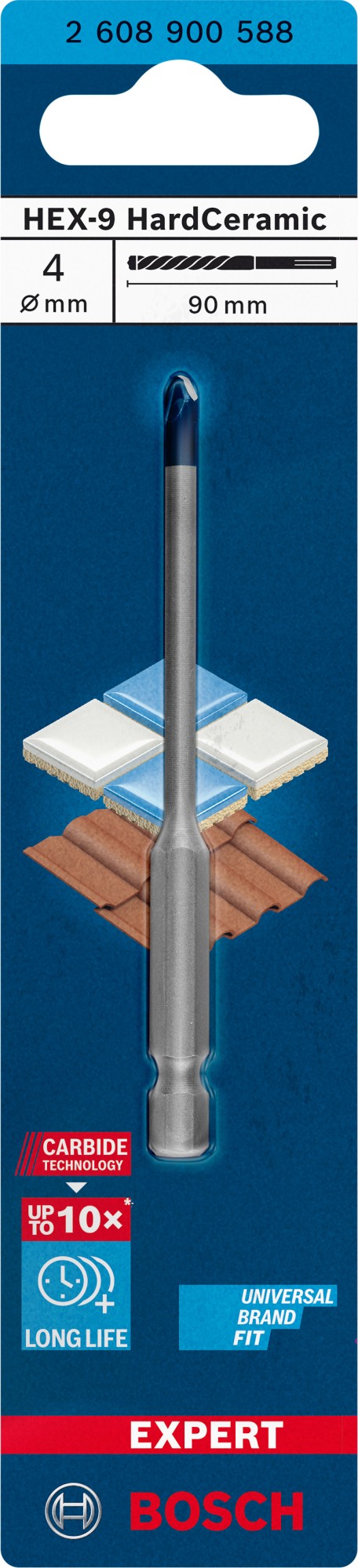 Broca EXPERT HEX-9 Hard Ceramic, 4 x 90 mm