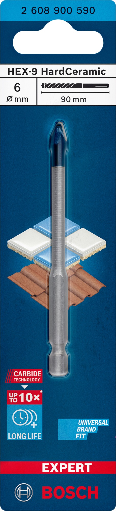 Broca EXPERT HEX-9 Hard Ceramic, 6 x 90 mm