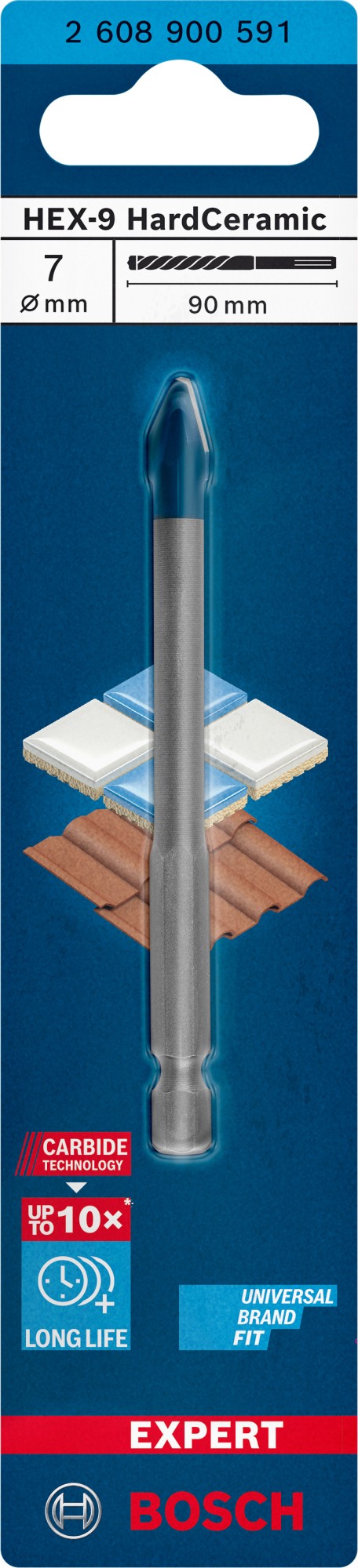 Broca EXPERT HEX-9 Hard Ceramic, 7 x 90 mm