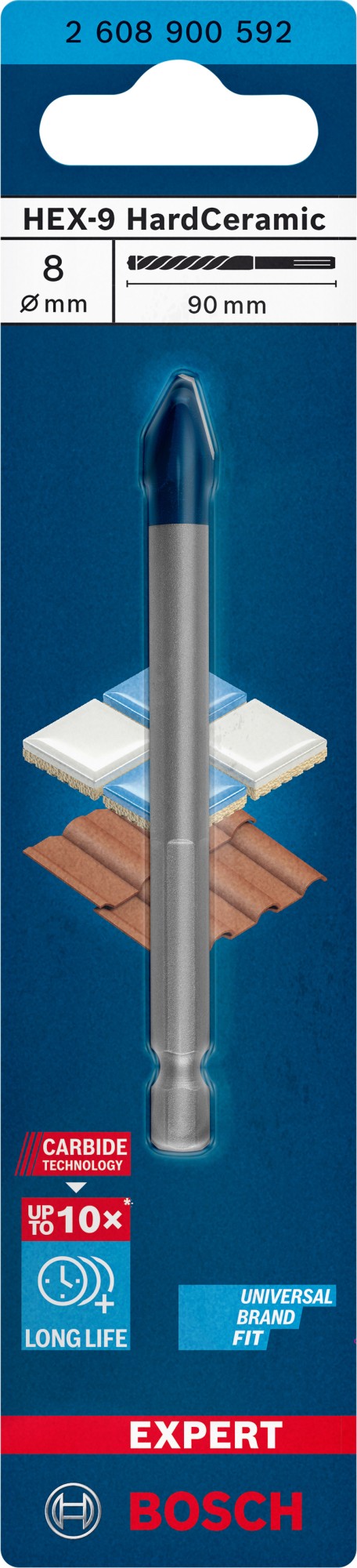Broca EXPERT HEX-9 Hard Ceramic, 8 x 90 mm