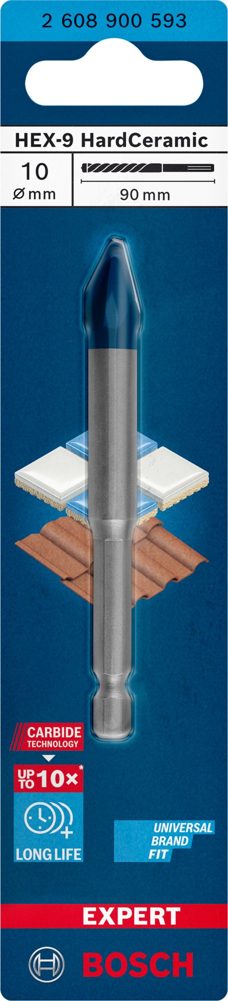 Broca EXPERT HEX-9 Hard Ceramic, 10 x 90 mm