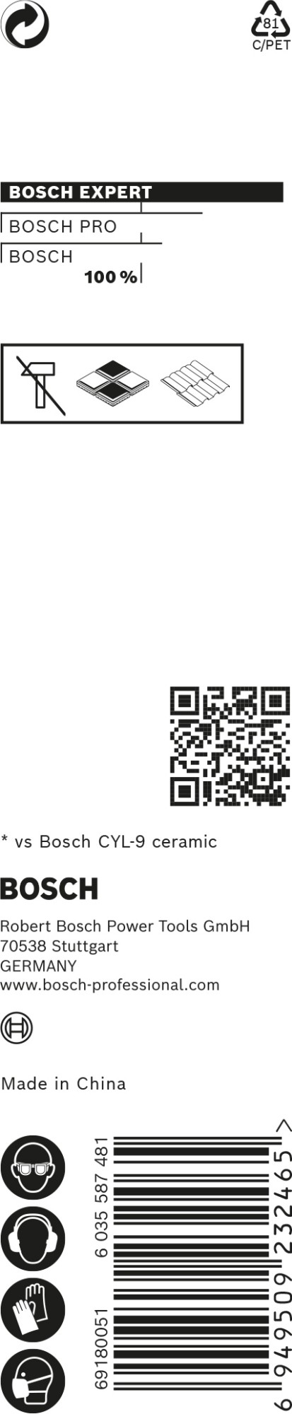 Broca EXPERT HEX-9 Hard Ceramic, 12 x 90 mm