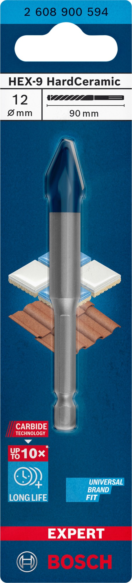 Broca EXPERT HEX-9 Hard Ceramic, 12 x 90 mm