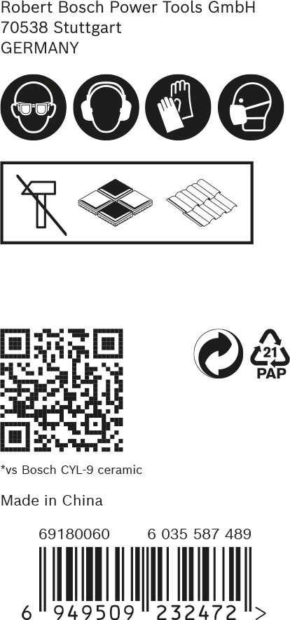 Set de brocas EXPERT Hard Ceramic HEX-9, 5 x 90, 6 x 90, 8 x 90 mm, 3 unidades