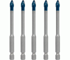 Set de brocas para tejas EXPERT HEX-9 Hard Ceramic de 6 mm, 5 unidades