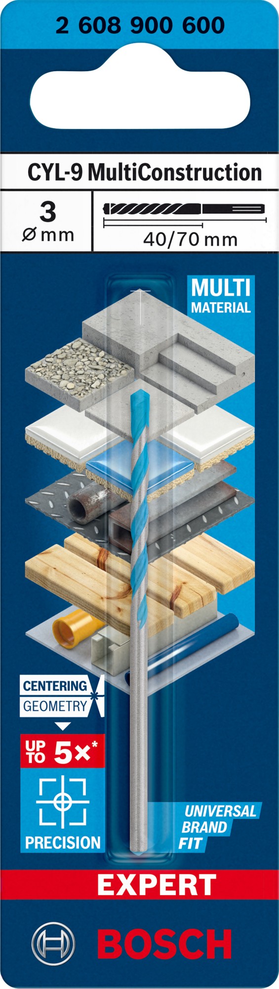 Broca EXPERT CYL-9 MultiConstruction de 3 x 40 x 70 mm
