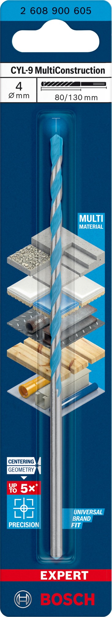 Broca EXPERT CYL-9 MultiConstruction de 4 x 80 x 130 mm