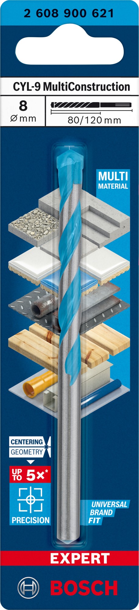 Broca EXPERT CYL-9 MultiConstruction de 8 x 80 x 120 mm