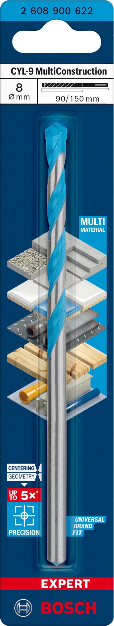 Broca EXPERT CYL-9 MultiConstruction de 8 x 90 x 150 mm
