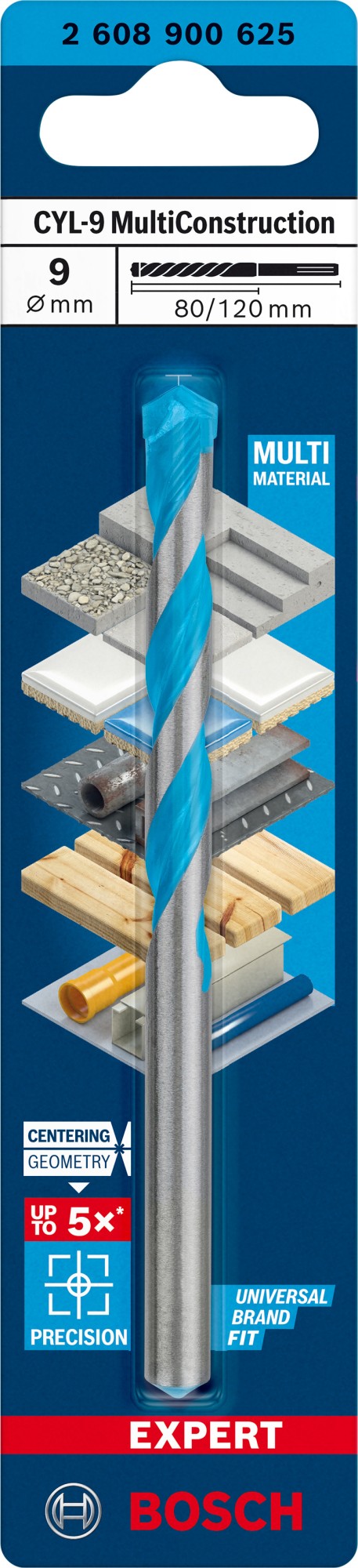 Broca EXPERT CYL-9 MultiConstruction de 9 x 80 x 120 mm