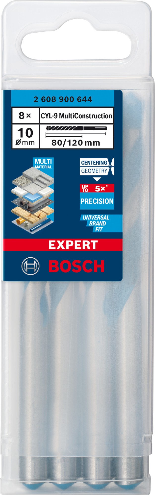 Broca EXPERT CYL-9 MultiConstruction de 10 x 80 x 120 mm, 8 unidades
