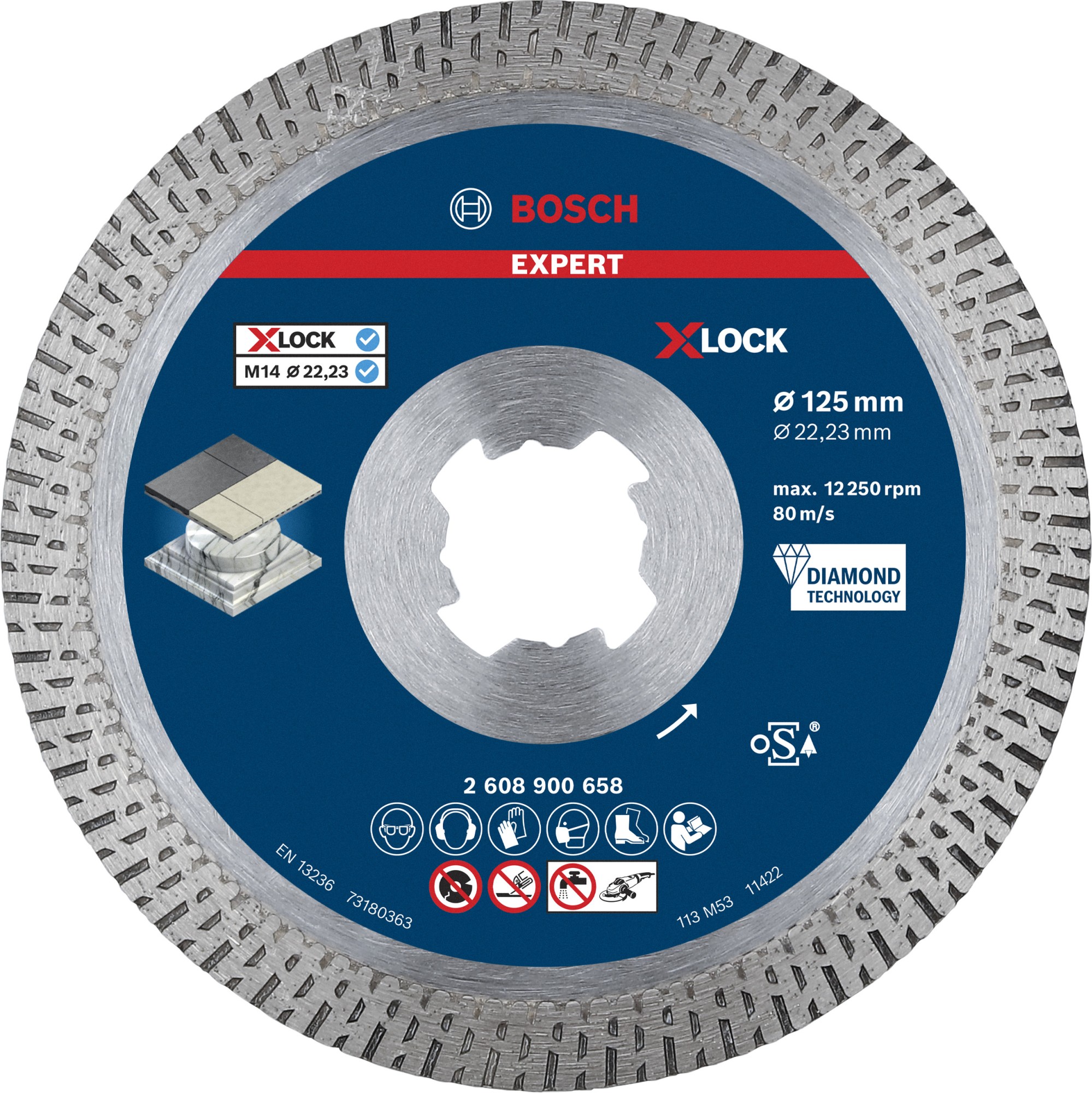 Disco de corte de diamante EXPERT HardCeramic X-LOCK de 125 x 22,23 x 1,4 x 10 mm