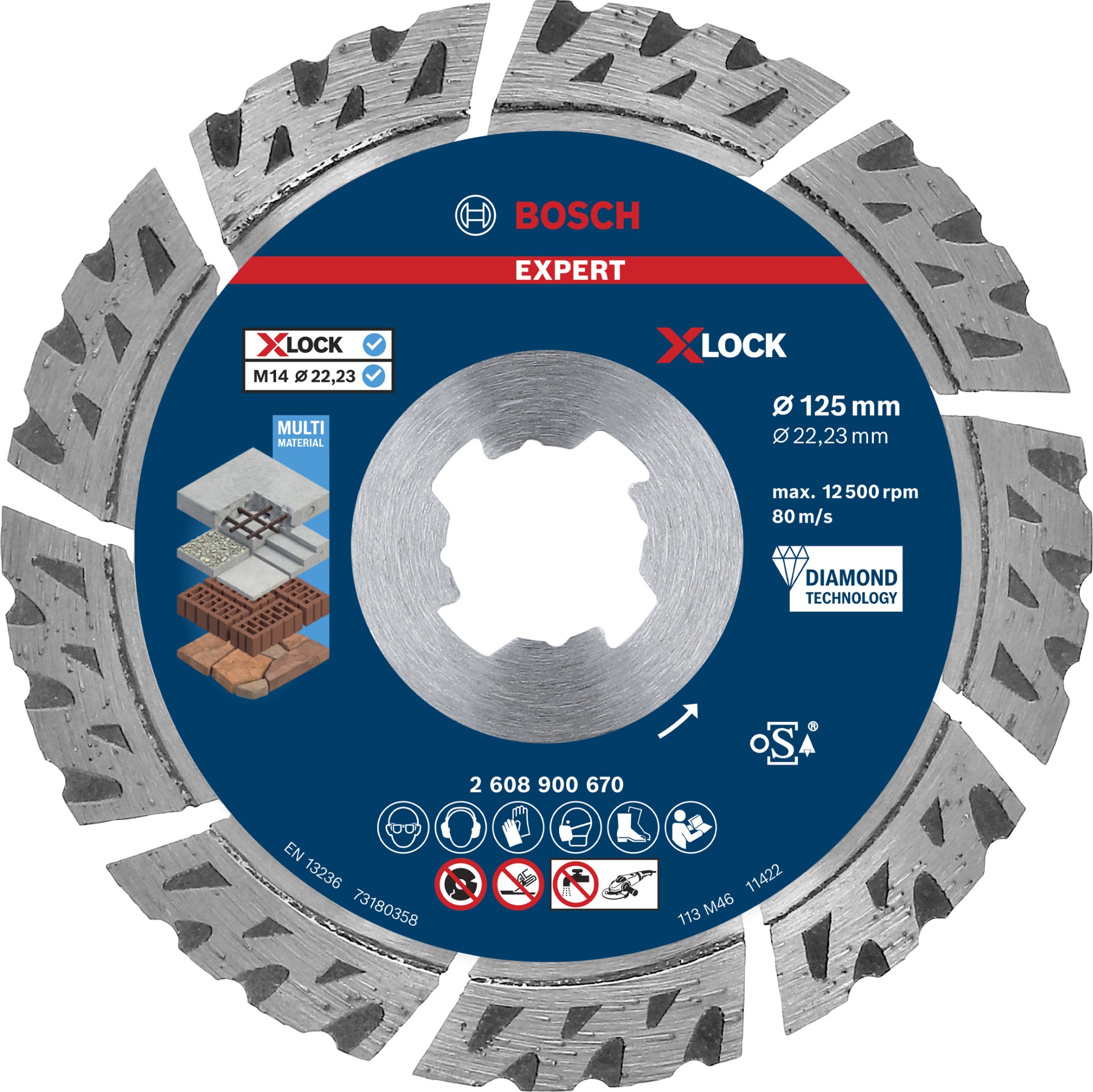 Disco de corte de diamante EXPERT MultiMaterial X-LOCK de 125 x 22,23 x 2,4 x 12 mm