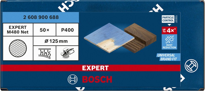 Malla de lija EXPERT M480 para lijadoras excéntricas de 125 mm, G 400, 50 unidades