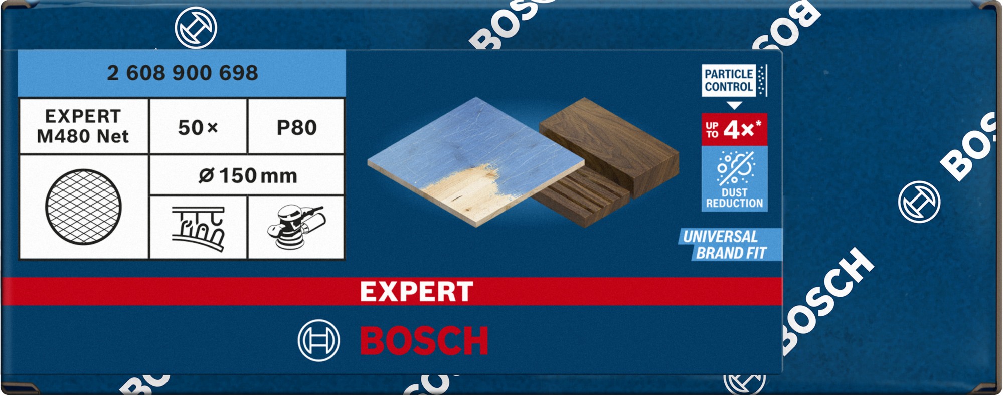 Malla de lija EXPERT M480 para lijadoras excéntricas de 150 mm, G 80, 50 unidades